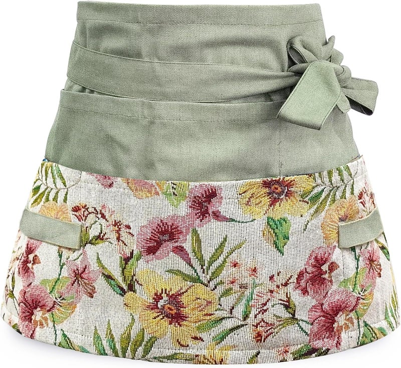 MILCIL Store Garden Apron for Woman, Serve Apron Cute, Flora Half Apron with 8 Pockets, Valentines Gift for Mom Wife Girlfriend - Image 1
